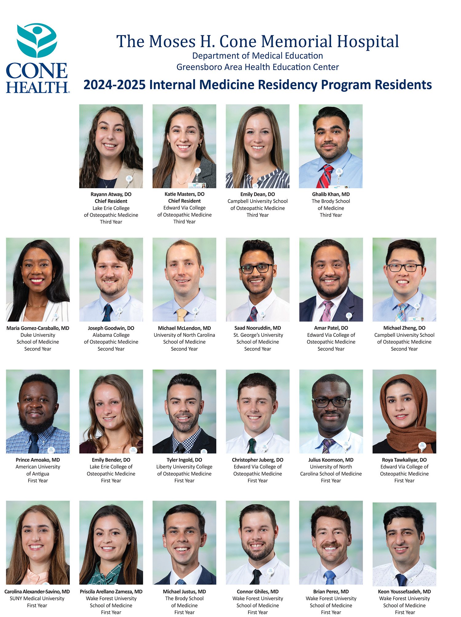 Internal Medicine Residents 2024-2025 | Cone Health